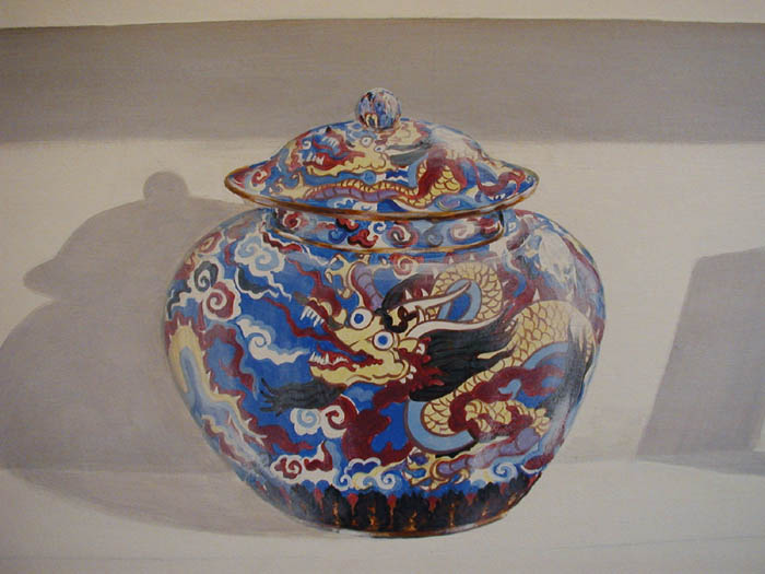 [Trompe ornament is an ancient chinese cloisonne jar]